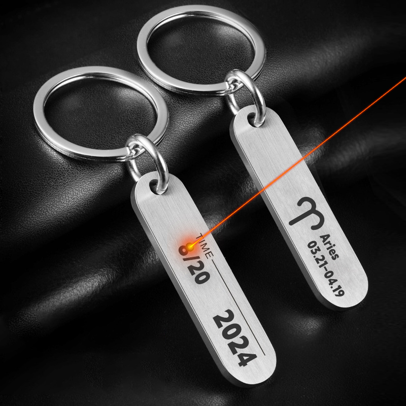 Initial Ring Custom - Porte-clés en acier inoxydable gravé au
