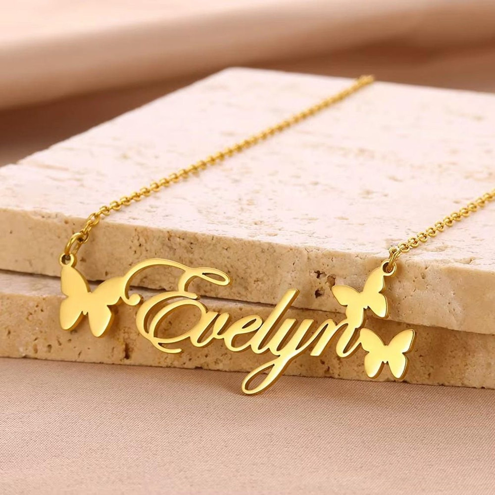 Birth Flower Necklace - Collier avec nom personnalisé, bijoux personnalisés,