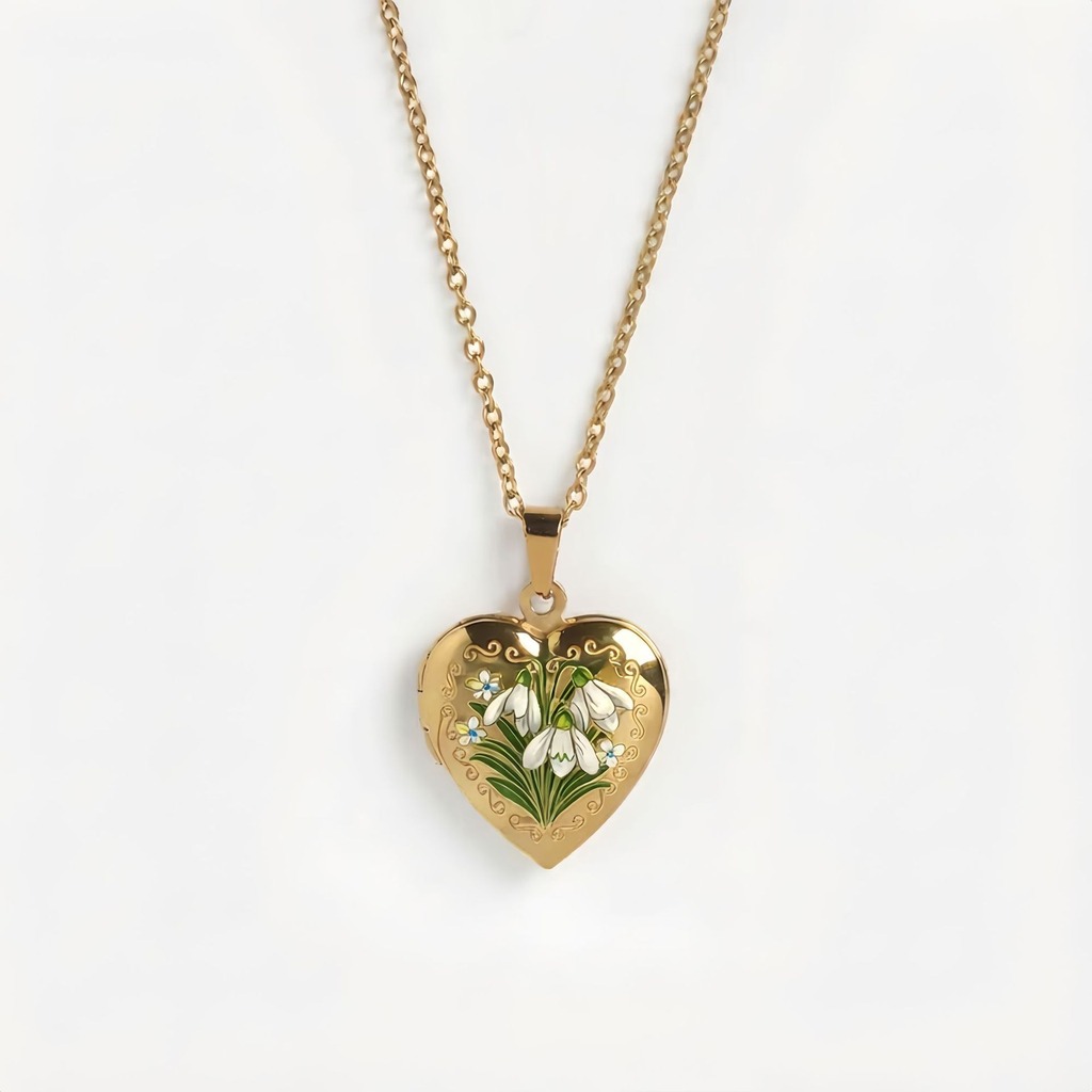 Birth Flower Necklace - Collier avec pendentif en forme de